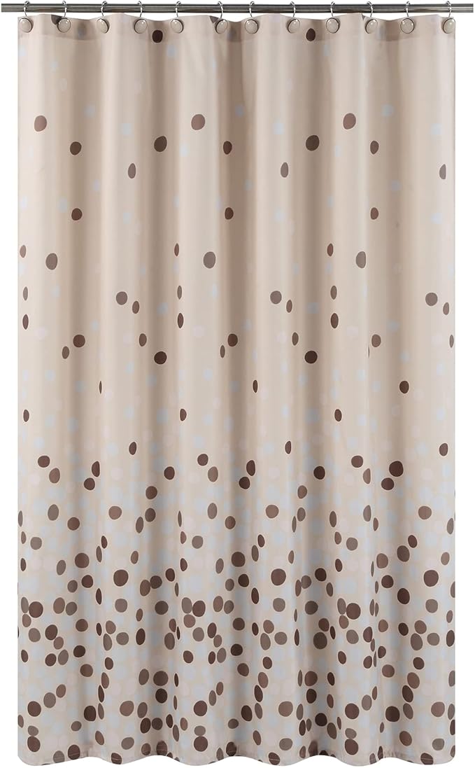 Lucca Taupe Decorative Brown Shower Curtain Hooks,5 Roller Ring Balls Khaki Round Designed Hooks for Bathroom Curtains,Set of 12