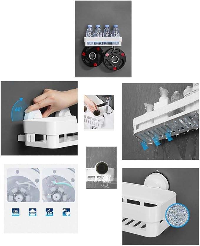 AGYH Bathroom Shelf Wall-Mounted Suction Cup Free Punching Bathroom Storage Rack (Size : Style4)