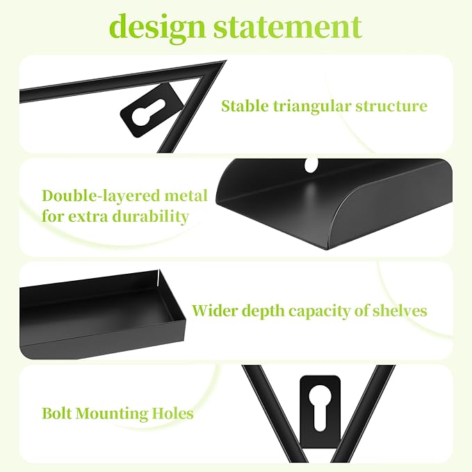10PCS Metal Wall-mounted Nail Polish Storage Racks, 5 Tiers Black Triangular Display Rack, Cosmetic Display Cases Lipstick Perfume Wall Shelf, Essential Oil Organizers, for Home Spa Nail Salon Shop