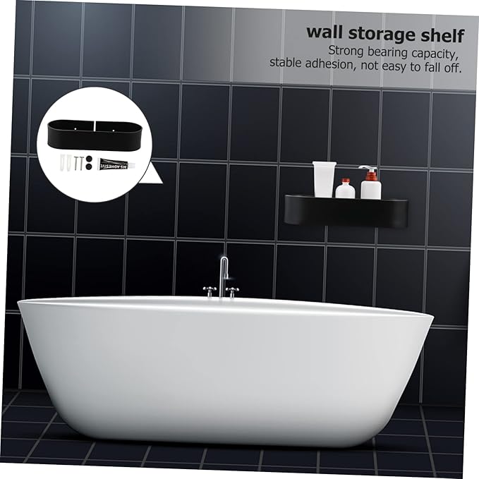 Alipis 1Pc Wall Mounted Metal Shelf for Bathroom Storage Punch Design Space Easy Installation High Fence Hollow Drain for Toiletry Organization