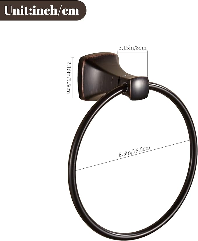 KOCUUY Oil Rubbed Bronze Towel Ring, Bathroom Bronze Towel Holder, Bath Hand Towel Holder Wall Mounted Antique Farmhouse Rustic ORB