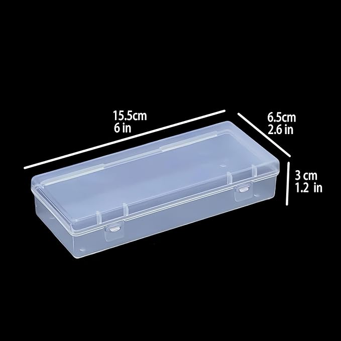 Small Bead Organizers-6 Pieces Plastic Storage Cases Mini Clear Bead Storage Containers Transparent Boxes with Hinged Lid and Rectangle Clear Craft Supply Case DIY Project Label Stickers