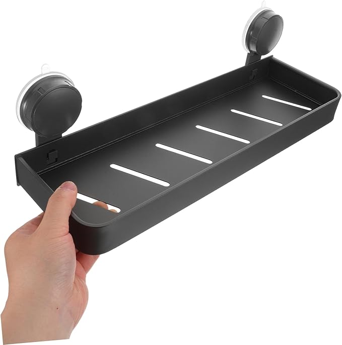 MAGICLULU Bathroom Shelf Wall Organizer Suction Cup Storage Rack for Toiletries Makeup No Drill Installation Stylish Design for Smooth Surfaces Efficient Bathroom Organization
