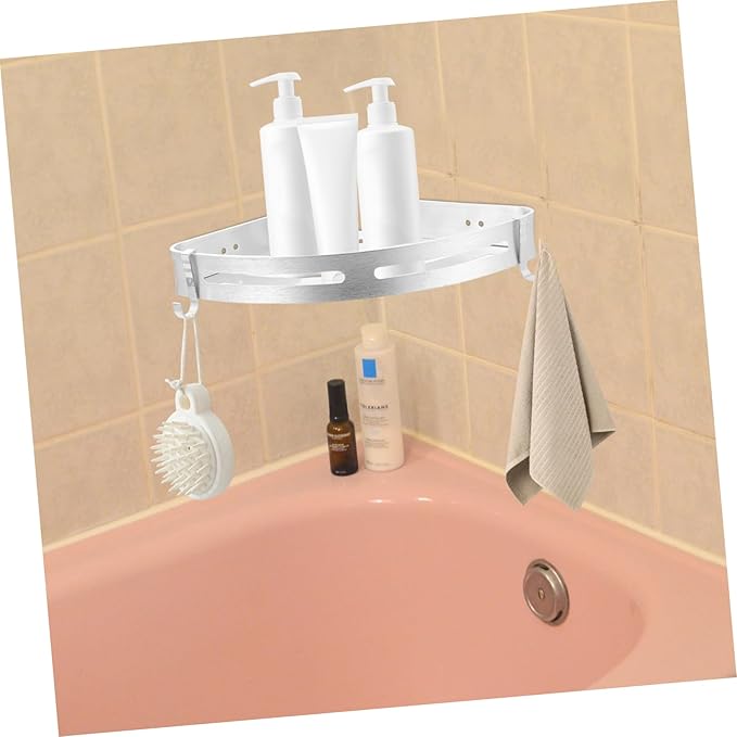 Cabilock Punch Triangle Wall Mounted Rack Storage Shelf for Bathroom and Kitchen Silver Design for Efficient Space Utilization