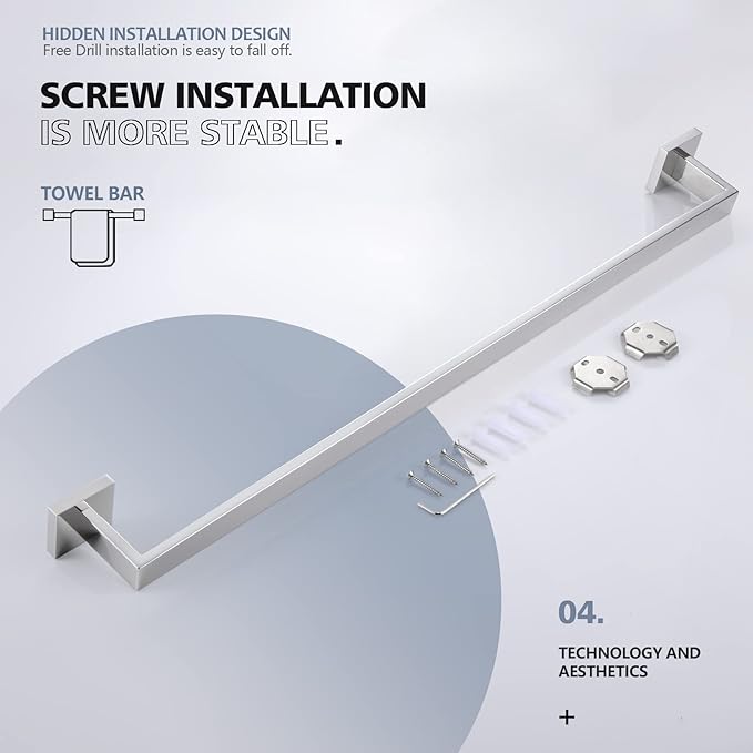 KOKOSIRI 32-Inch Single Towel Bar, Bathroom Kitchen Towel Holder, Wall Mounted SUS304 Stainless Steel Towel Rack, Polished Chrome, B4003CH-L32