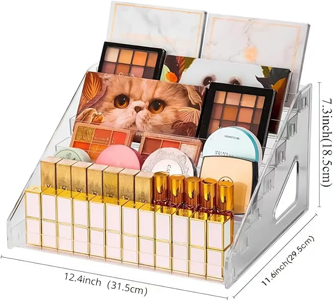 YICBOR Nail Polish Rack, 7 Layers Clear Plastic Nail Polish Storage Organizer Display, Freestanding Makeup Caddy for Sunglasses, Cosmetics (7 Layers)