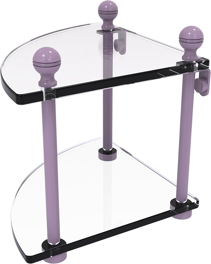 Allied Brass MA-3-LVN Mambo Collection 2 Tier Corner Glass Shelf, Lavender