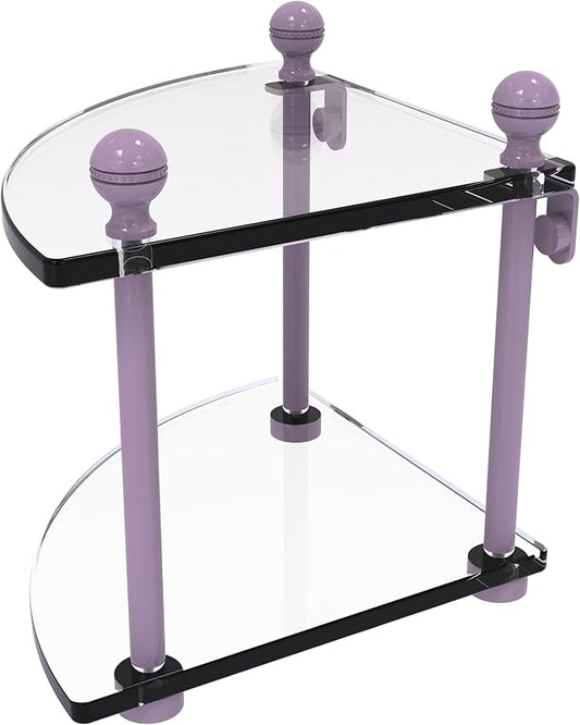 Allied Brass MA-3-LVN Mambo Collection 2 Tier Corner Glass Shelf, Lavender