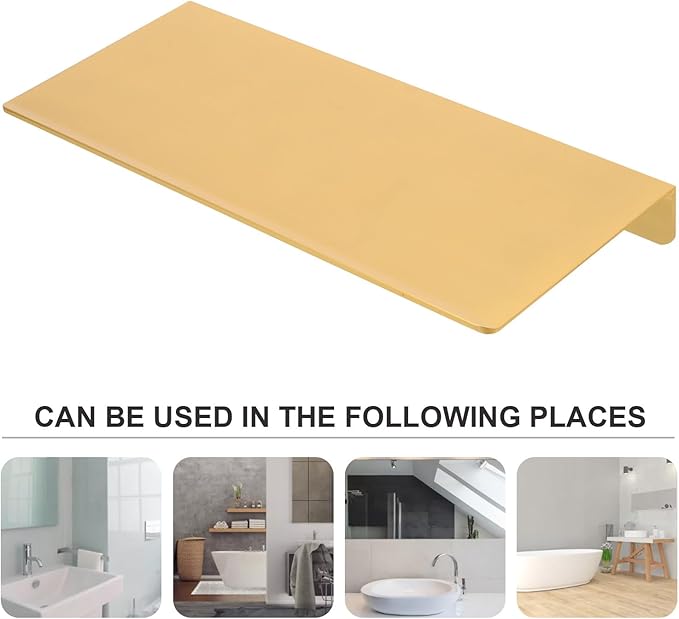 Healifty Punch-Free Aluminum Wall Shelf 30cm Brushed Gold Floating Storage Rack for Bathroom Toilet Dorm Home Organization