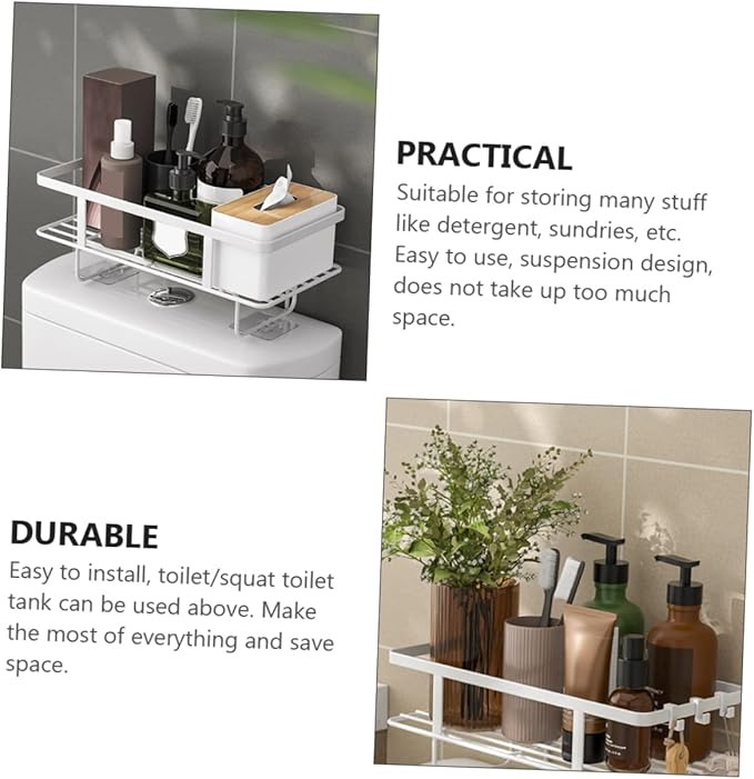 PRETYZOOM Bathroom Storage Organizer Over The Toilet Shelf Space Saver Carbon Steel Rack Easy Install Wall Mount Storage Holder