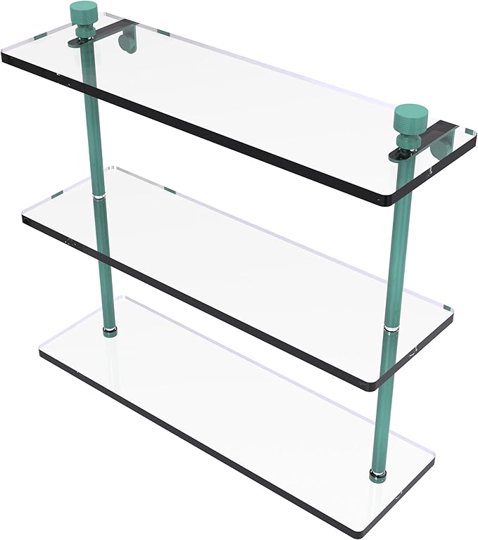 Allied Brass FT-5/16-SFG Foxtrot Collection 16 Inch Triple Tiered Glass Shelf, Sea Foam Green