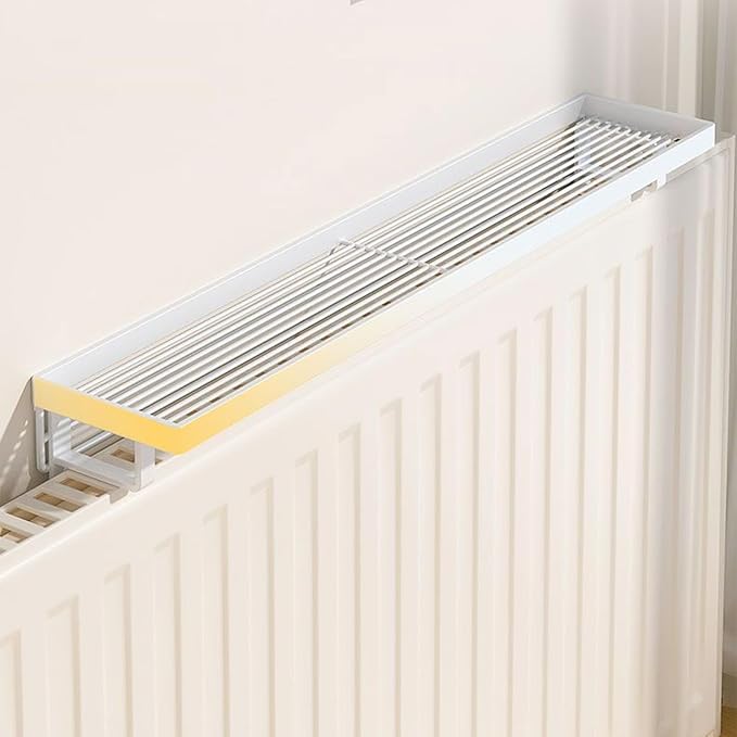 Radiator Cover Shelf - Iron Storage Rack No Drilling, Heat-Resistant Radiator Top Cover for Hotel Dorm Apartment Bedroom Living Room Bathroom Kitchen, Multifunctional Storage and Decorative Shelf for