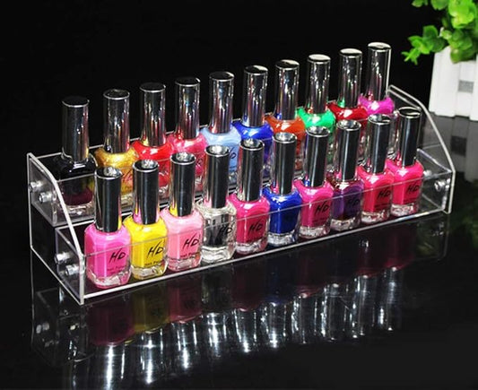1 Pcs Multi-Layer Removable Nail Polish Shelf Acrylic Clear Cosmetics Multi-Functional Display Stand Rack Holder for Women (2 Layers)