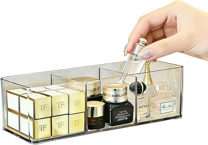 Acrylic Organizers: Makeup Organizer for Drawer for Bathroom Countertop - Cosmetic Organizer for Vanity, Kitchen, Office, Makeup Storage (3-Compartment)