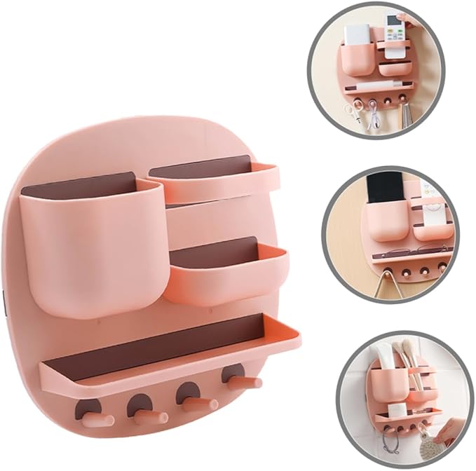 Alipis Wall Mounted Bathroom Shelf Organizer Multi Function Storage Rack with Compartments Storage Tray Hooks Stylish Space Saving Design for Toiletries Reliable Materials
