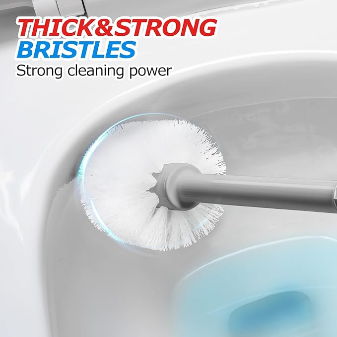 FORASTO 2 in 1 Toilet Plunger and Brush Set,Extended Handle Plunger,Toilet Bowl Brush Plunger Set,Bathroom Cleaning Tools,Cleaning Brush,Toilet Brush Plunger Combo,Charcoal Gray???20.8inch???