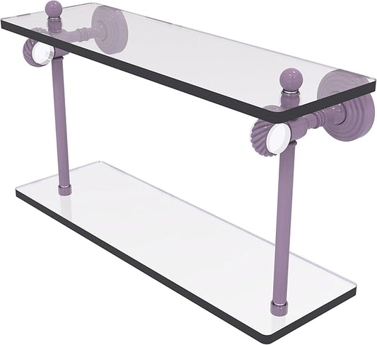 Allied Brass PG-2T-16-LVN Pacific Grove Collection 16 Inch Two Tiered Glass Shelf with Twisted Accents, Lavender