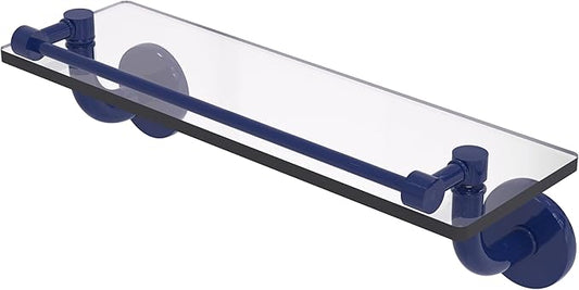 Allied Brass RM-1-16-GAL-MBL Remi Collection 16 Inch Glass Vanity Shelf with Gallery Rail, Mediterranean Blue