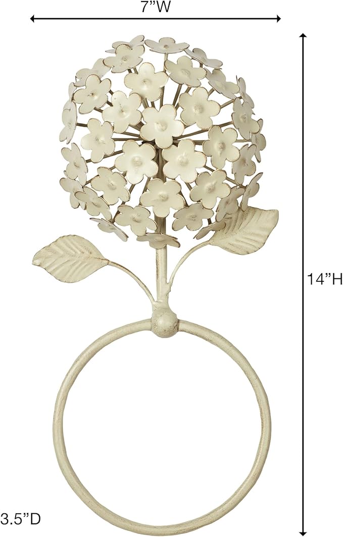 Creamy Gold Hydrangea Floral Towel Ring