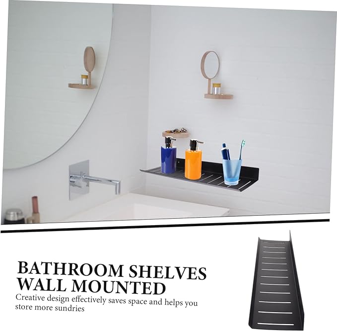 HEALLILY Wall-Mounted Storage Hanging Shelf for Bathroom Over Toilet Shelf Space-Saving Black