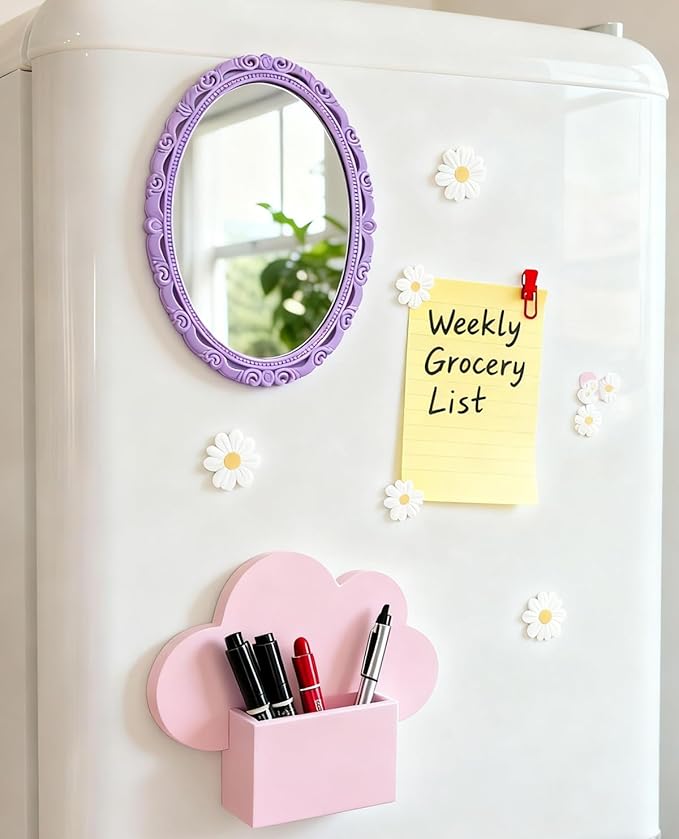 ARTLYMERS Magnetic Locker Mirror, Real Glass Small Mirrors for Lockers with Magnetic Backing, School Locker, Bathroom, Household Refrigerator, Locker Accessory or Office Cabinet (Purple)