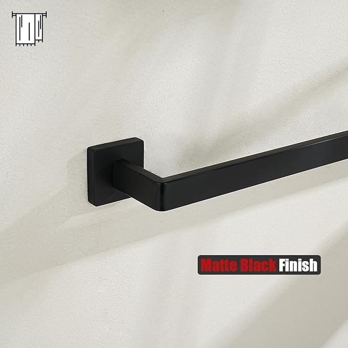 JQK Hand Towel Holder Towel Ring Gold, Thicken 0.8mm 304 Stainless Steel Bathroom Hand Towel Bar, 9 Inch Wall Mount Towel Rack Hanger, Matte Black, THH250L9-PB
