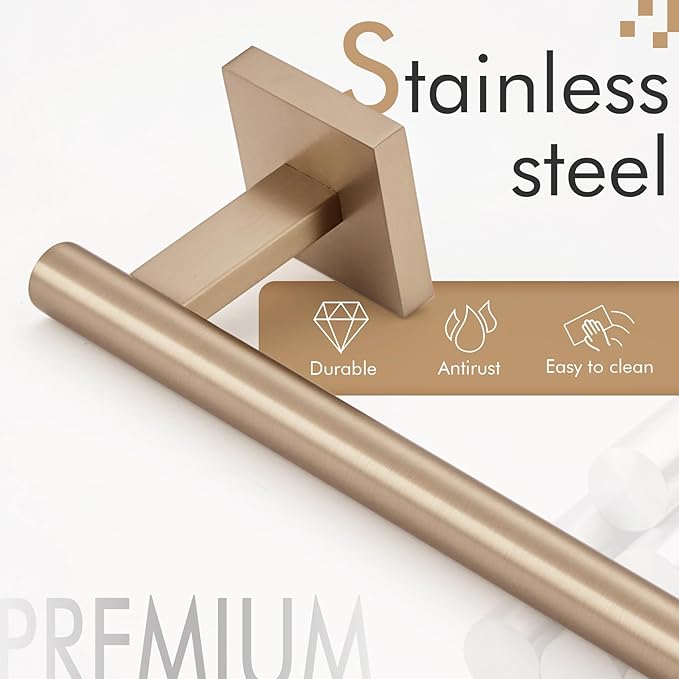 KOKOSIRI Bathroom Towel Bar 36'' Towel Holder for Bath Kitchen Wall Mount Towel Rails 36 Inch Champagne Bronze Stainless Steel B4005CPG-L36