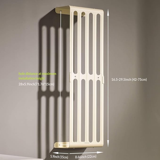 simpletome Towel Storage Rack Adjustable Height Wall Mount Bathroom Shelf Organizer Carbon Steel (Matte Cream)