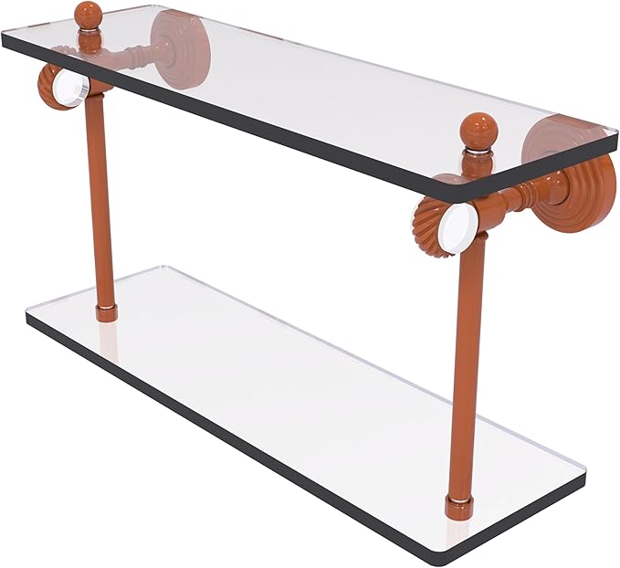 Allied Brass PG-2T-16-ASP Pacific Grove Collection 16 Inch Two Tiered Glass Shelf with Twisted Accents, Autumn Sparkle