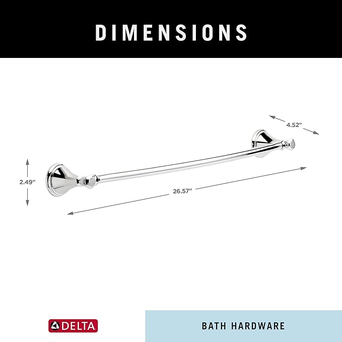 DELTA FAUCET 79724 Cassidy 24-in Wall Mount Towel Bar Bath Hardware Accessory in Polished Chrome