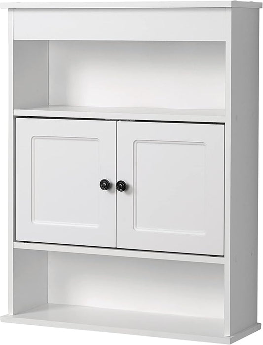 Zenna Home Bathroom Storage Wall Cabinet, Wooden Wall Mounted Storage Organizer, Ideal Medicine Cabinet or Over The Toilet Storage, White