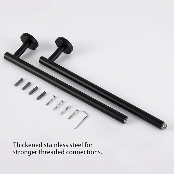 18 Inch Towel Bar Bathroom Towel Holder Wall Mount Sus304 Stainless Steel Towel Rack Bathroom Accessories for Shower Room Restroom (Matte Black)