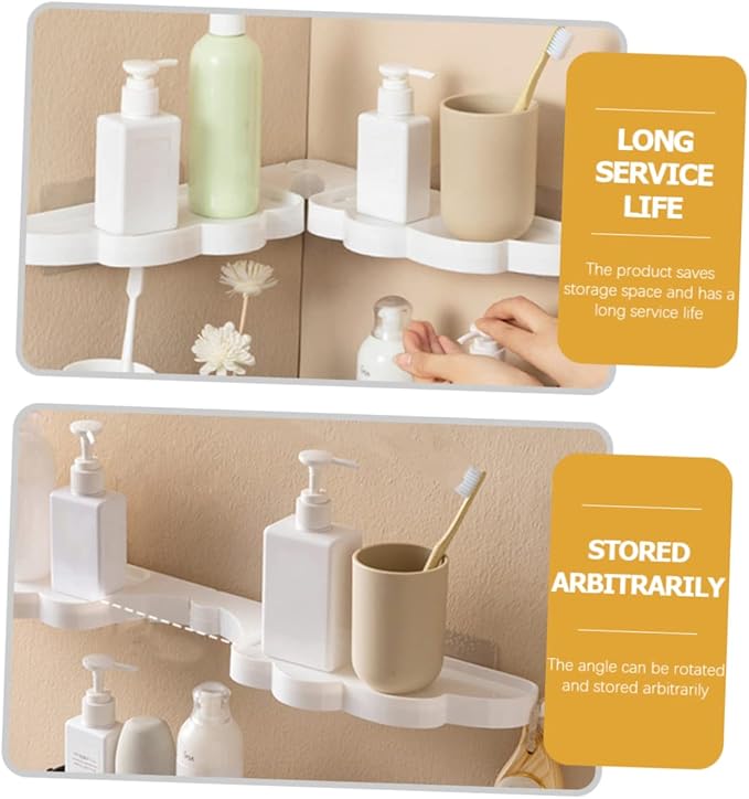 ORFOFE 2pcs Wall-Mounted Toiletries Holder Multi-Functional Corner Shelf for Bathroom Easy Installation Decorative Storage for Items