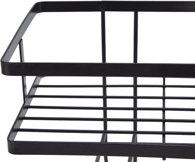 YWBL-WH Bathroom Toilet Shelf, Iron Craft Space Saver with Hooks, Easy Installation for Storing Toiletries and Accessories in Small Spaces (Black)