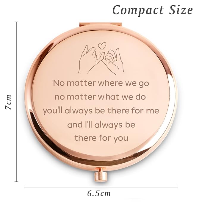 Friendship Gifts for Women Girls, Personalized Gifts for Friends BBF Bestie, Custom Compact Mirror for Birthday, Mothers Day, Graduation, Basket Stuffers