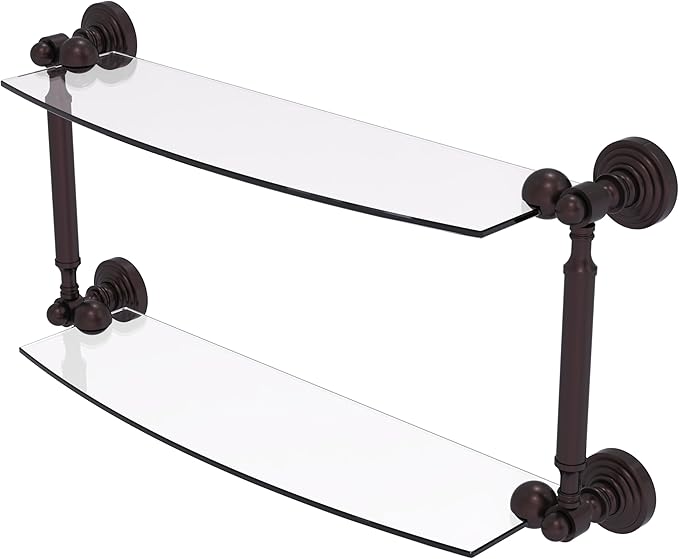Allied Brass WP-34/18-ABZ Waverly Place Collection 18 Inch Two Tiered Glass Shelf, Antique Bronze