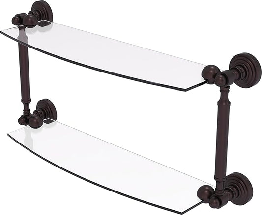 Allied Brass WP-34/18-ABZ Waverly Place Collection 18 Inch Two Tiered Glass Shelf, Antique Bronze