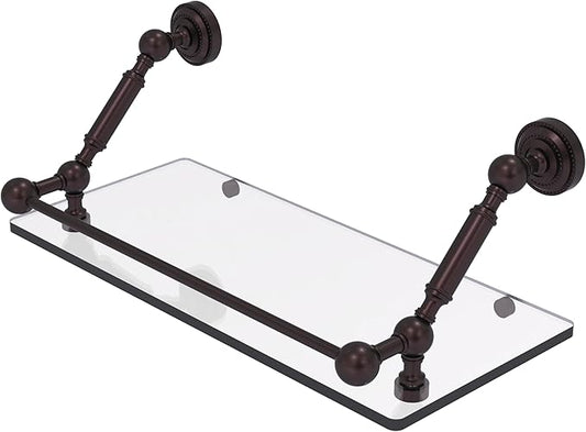 Allied Brass DT-1-18-GAL-ABZ Dottingham 18 Inch Floating Glass Shelf with Gallery Rail, Antique Bronze
