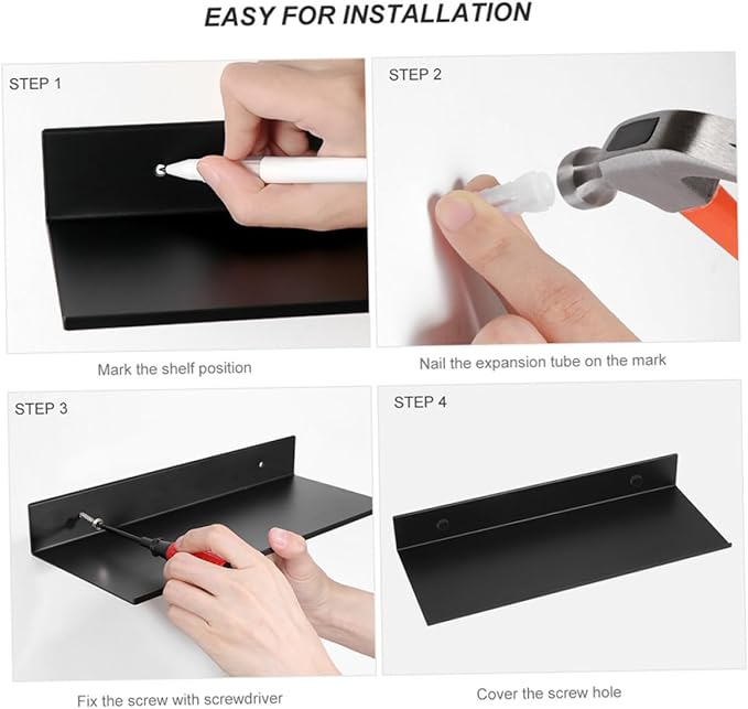 2pcs Metal Floating Shelf for Bathroom and Kitchen Storage Wall Mounted Organizer for Toiletries and Decor Easy Installation Versatile Use Any Room