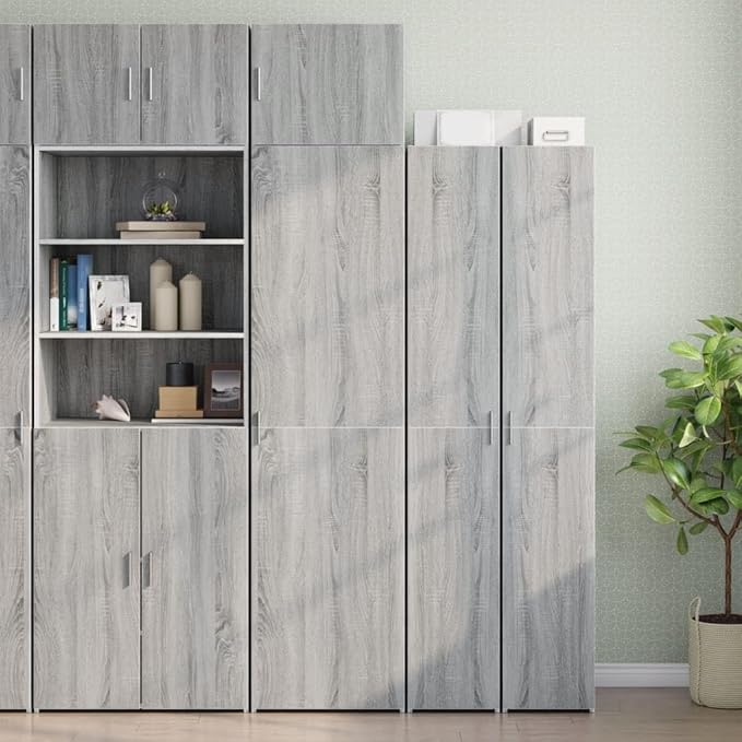 Wall Mounted Cabinet, Grey Sonoma Engineered Wood Storage Organizer, Reversible Door, Modern Wall Shelf for Living Room Bedroom Bathroom, 19.7 x 16.7 x 15.7 Inches
