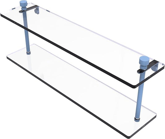 Allied Brass FT-2/22-FTB Foxtrot Collection 22 Inch Two Tiered Glass Shelf, Flat Troll Blue