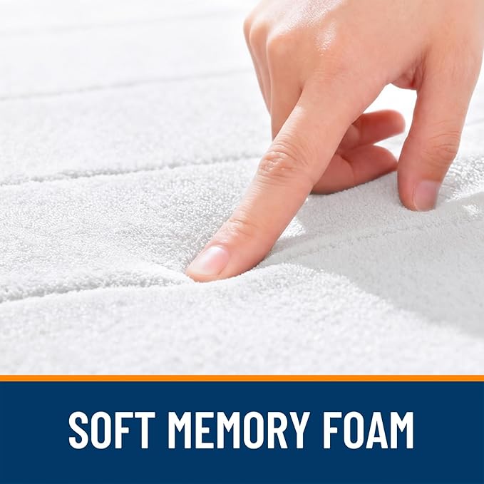 OLANLY Memory Foam Bath Mat 40x32, Super Soft Absorbent Bathroom Rugs, Quick Dry, Machine Washable Shower Floor Rugs, Bathmat Carpet, Bathroom Home Decor Accessories, White