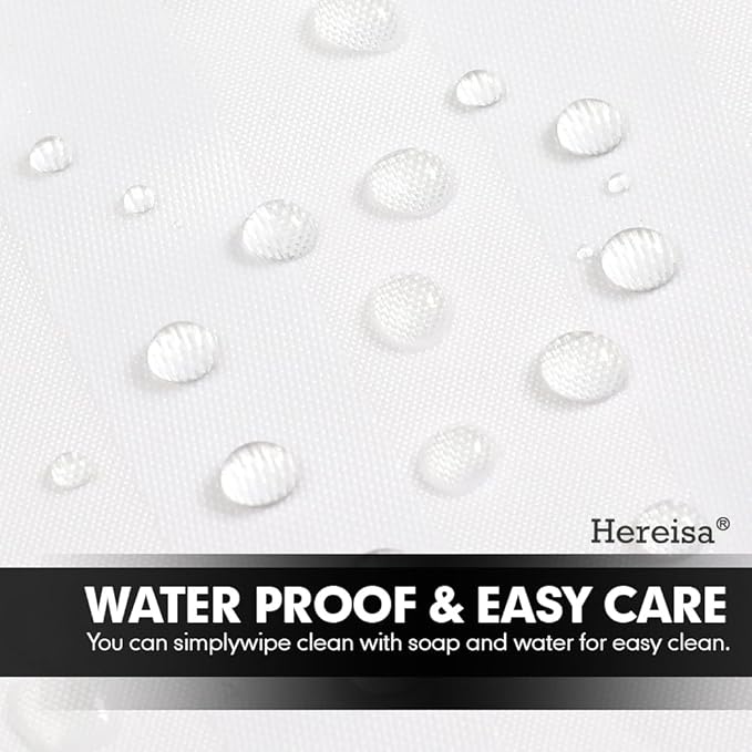 Strip White Fabric Shower Curtain with Magnets - 85 GSM Heavy Duty Waterproof Bath Curtain, 12 Reinforced Metal Grommets (72x72 Inches)