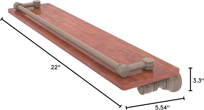 Allied Brass CL-1-22-GAL-IRW-SHB Carolina Collection 22 Inch Wood Shelf with Gallery Rail, Shaded Beige