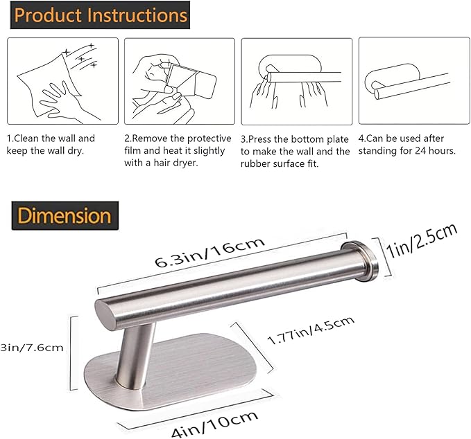 JOPOFI Toilet Paper Holder - Self Adhesive Toilet Paper Holder Wall Mount for Bathroom, SUS 304 Stainless Steel Command Strip Toilet Paper Roll Holder Stick On Wall, No Drilling - Brushed Nickel