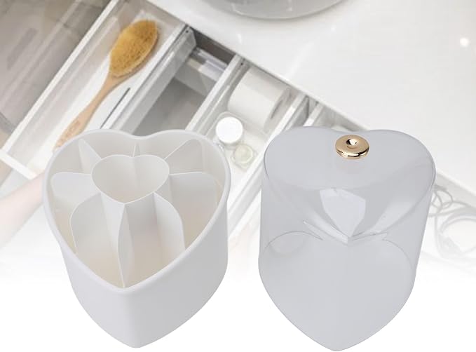 Bewinner Heart Shape Makeup Brushes Storage Large Capacity Organizer with 360 Degree Rotation, Exquisite Design,Makeup Brushes and Holder for Home Office Travel (White)