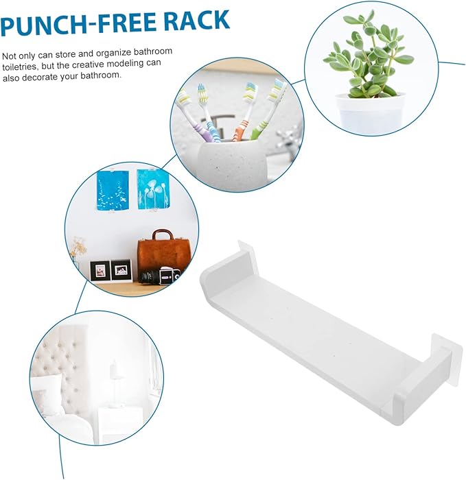 1Pc Punch U Shape Wall Mounted Rack Storage Shelf for Bathroom Capacity Easy Installation for Tidy Spaces