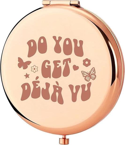 KEYCHIN Music Album Pocket Mirror Singer Fans Gifts Do You Get Deja Vu Music Song Lyrics Compact Makeup Mirror for Women Girls Teenagers (Deja Vu -RG)