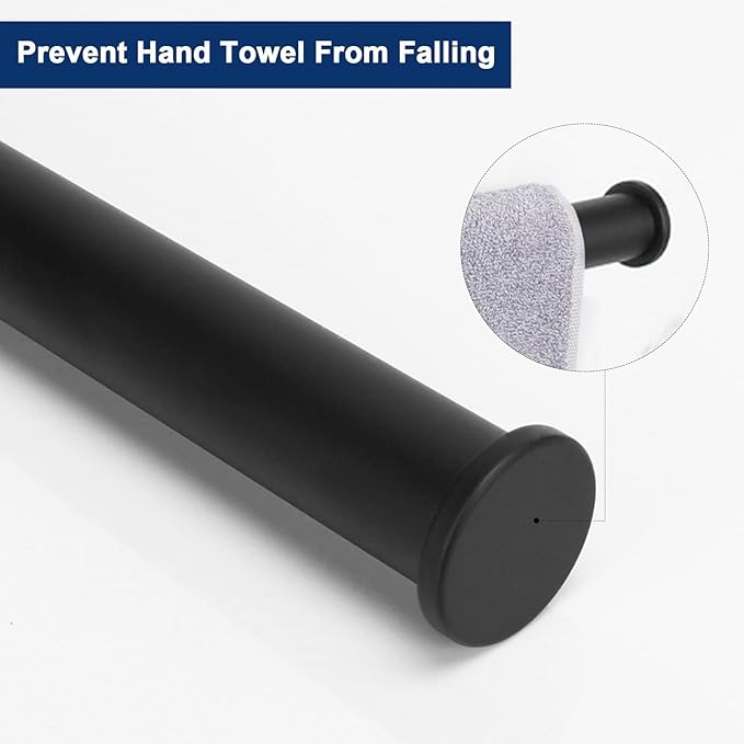 NearMoon Hand Towel Holder/Towel Ring, Thicken Stainless Steel Hand Towel Bar for Bathroom, Rustproof Wall Mounted Towel Rack, Contemporary Style Bath Accessories, 9 Inch (3 Pack, Matte Black)