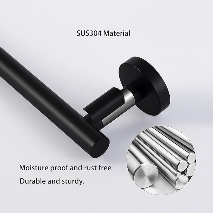 18 Inch Towel Bar Bathroom Towel Holder Wall Mount Sus304 Stainless Steel Towel Rack Bathroom Accessories for Shower Room Restroom (Matte Black)